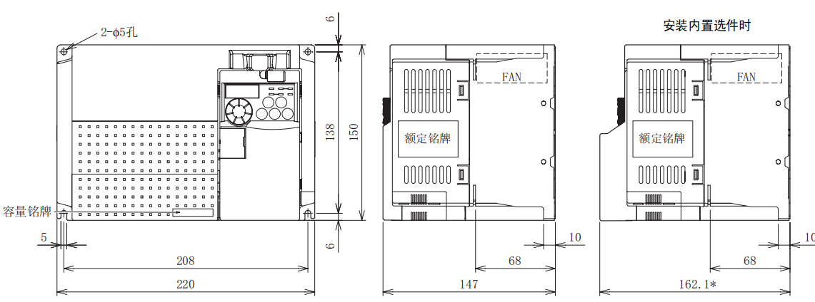 FR-E740-5.5K、7.5K-CHT尺寸圖